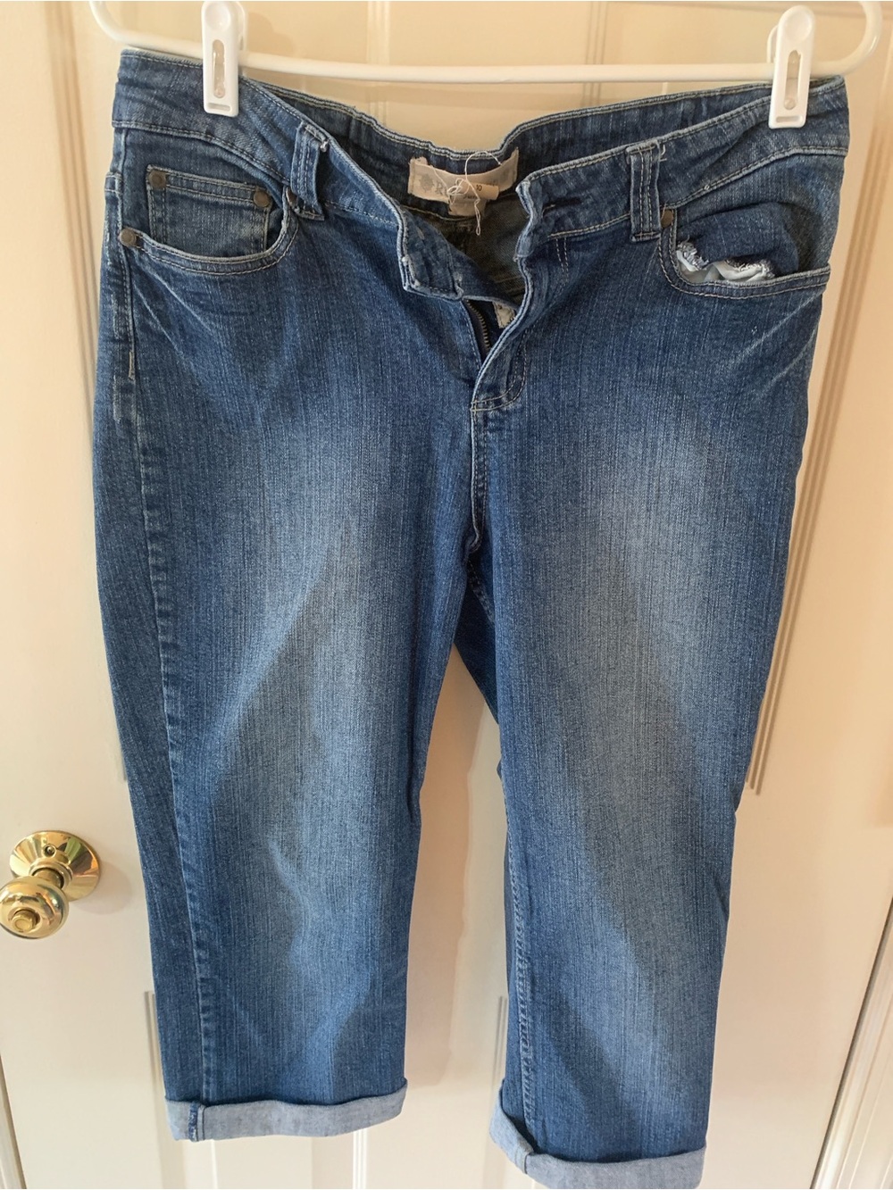 Ruff Hewn Women's Cropped Mid Blue Denim Jeans